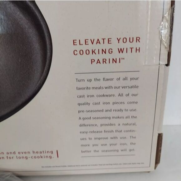 NIB Parini Premium Cast Iron 10.5” Round Griddle Seasoned Shallow Cooking Pan - Picture 6 of 7